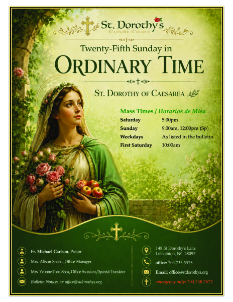 September 20, 2026 - Twenty-Fifth Sunday in Ordinary Time